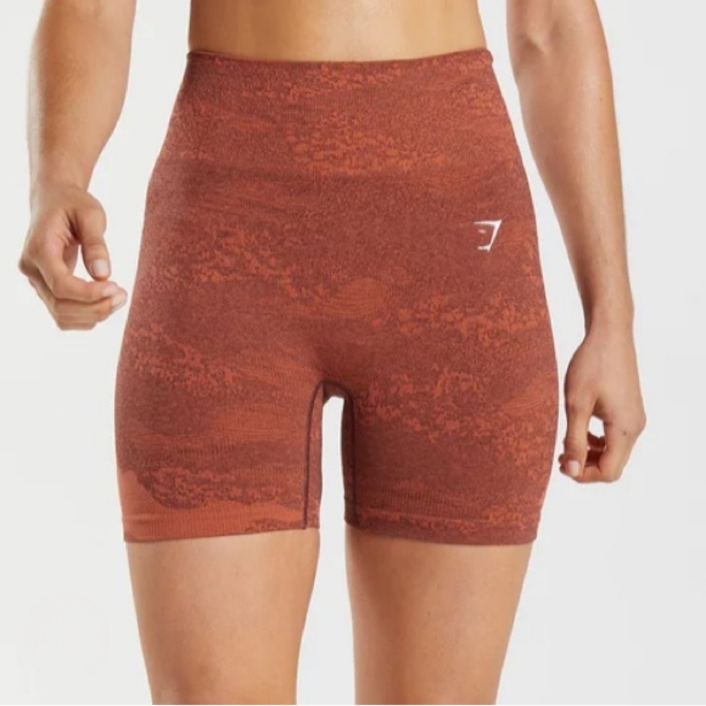 Gymshark Orange Adapt Camo Seamless shorts, Size XS NWOT